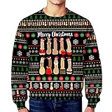 Weihnachtspullover Herren Lustig - Weihnachtsmann Kapuzenpullover Weihnachts Hoodie Herren Fleece Weihnachtsoutfit Langarm Sweatshirt Weihnachtsmotiv für Weihnachten Holiday Sweater 2024