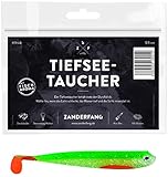 Zanderfang - Gummifisch Zander Gummifische grün - 4 Stück Tiefseetaucher 12,5 cm Gummi