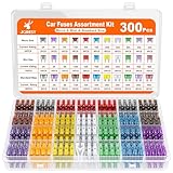 JOREST 300Pcs Kfz Sicherung Set, 160 Mini Flachsicherungen + 90 Standard Sicherungen + 50 Micro Sicherungen +1 Sicherungszieher - für PKW/Wohnmobil/LKW (2Ampere 3A 5A 7.5A 10A 15A 20A 25A 30A 35A 40A)