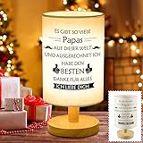 Aitsite Papa Geschenk Weihnachten, Tischlampe aus Leinen Geschenke für Papa Geburtstagsgeschenk für Papa Personalisierte Nachttischlampe mit USB-Stecker Vatertagsgeschenk für Papa vom Sohn Tochter