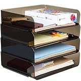 Purilit design 4 PCS Ablagekorb für A4, Dokumentenablage aus Plastik Kunststoff, A4-Papierablage für Zuhause, Büro,Schule, Stapelbare Schreibtisch Organizer Briefkorb, Briefablage für Akten
