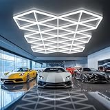 Gonengo Dreieckige LED-Garagenleuchte, 71 Stück, sechseckige Lichter, 710 W, 78100 lm, superhelle Garagendeckenleuchten, größere Größe, Wabenlicht für Lager, Werkstatt, Fitnessstudio, Keller