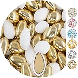 EinsSein 1kg Hochzeitsmandeln Conchiglia Mix weiss-gold glanz - Gastgeschenke für Hochzeit Taufe - Mandeln Zuckermandeln Bonboniere Confetti Badem sekeri Zucker Taufmandeln Candy Bar Süssigkeiten