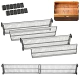 4 Stück Schubladenteiler, Verstellbarer Organizer aus Kristallklar Acryl, Höhe 8cm (27.5-51cm Länge), Inkl. Seitenteile & Anti-Rutsch Pads, Für Küche, Bad, Büro, Schlafzimmer (Transparent Schwarz)