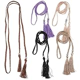 Milisten Gewebter Damen Taillengürtel mit Quasten 5 Stück Dünner Rockgürtel Dekorativer Kleidergürtel für Shorts und Jeans Modischer Hüftgürtel für Alltag und Party