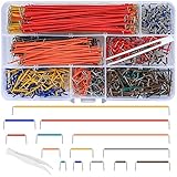 840 Stück Breadboard Jumper Wire Set, Elektronik Steckbrett Steckbrücken Drahtbrücken Set, Jumper Kabel Drähte Kit Male zu Male 14 Verschiedene Längen Sortiert, mit Kunststoffclips