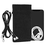 kwmobile Handytasche für Smartphones XXL - 7' Handy Tasche - Cord Handy Hülle Schwarz mit Kordel - Handy Tasche mit Handykette 17,7 x 9 cm Innenmaße