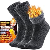 Welwoos Thermosocken Warme Wintersocken Dicke Kuschelsocken Skisocken Arbeitssocken Outdoorsocken Weihnachtssocken Damen Herren Socken Geschenke Weihnachten Winter Christmas Socks(Dunkelgrau,M)