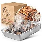 Dampfly - Dampfschüssel Lavastein-Backofen-Set: Perfektes Brot backen mit Wasserdampf – Knuspriges Brot & Gebäck wie vom Profi Bäcker im Design Silber quadratische Dampfschüssel