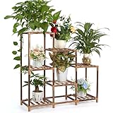 VIEWALL Pflanzenregal Holz Blumenständer Multifunktionaler Kreativer Holz Blumentreppe Dekoration Pflanzenständer Für Innen Draussen Balkon Wohnzimmer Büro Garten 7 Ebenen