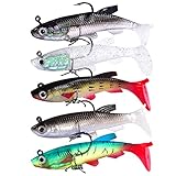 5 Stück Gummifische zander köder Set, jig spinner hecht köder Blinker angeln jerkbait zander köder zanderfang spinnerbait köderfisch spinner angeln Kunstköder Set für Barsch