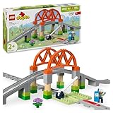 LEGO DUPLO Eisenbahnbrücke und Schienen – Erweiterungsset - Lernspielzeug für Kleinkinder – inkl. 8 Gleisstücke, Brücke, Schranke & Aktionsstein – Geschenk für Jungen & Mädchen ab 2 Jahren - 10426