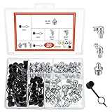 80 STK Schmiernippel Sortiment Set für Fettpresse, M6 Kegelschmiernippel für Schmierpressen, Gerade Abgewinkelt 45 ° 90 ° 180 ° Hydraulik Fettnippel Kegelnippel, Inkl 40 Schmiernippel Schutzkappe