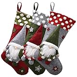 Submarine Nikolausstiefel zum Befüllen, Weihnachten Wichtel Plüsch Glückliche GNOME Stickerei Nikolaussocken Große Weihnachtsstrümpfe Hängend Nikolausstrümpfe Weihnachtsdeko (3er Set)