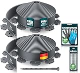 KESSER® Flexible Rasenkante aus Kunststoff Länge 20m Höhe 5cm, mit 130 Erdanker + 2 Paar Handschuhe Beeteinfassung Beetumrandung Beetbegrenzung Mähkante Pflastersteine Palisade - Anthrazit