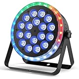 Starlitflow 108W LED Par Strahler RGBW mit RGB 24 LED Lauflichtring, Bühnenlicht D MX mit Soundaktivierung und 255 Effekte, Discolicht Partylicht für Auftritte Events Bühnen Weihnachten Halloween