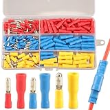 200pcs Rundsteckverbinder Motorrad, Kfz Rundstecker Motorrad Stecker Motorrad, Rundsteckhülsen Kabel Steckverbinder Kabelverbinder Wasserdicht Motorrad, Quetschverbinder Weibliche und Männliche