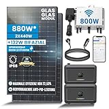 Solar-Hook® 880W/800W Balkonkraftwerk mit 2x Solarspeicher Komplett Set Steckerfertig DEYE 800W WIFI Wechselrichter Balkon Solaranlage und Photovoltaik Anlage