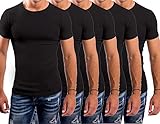 LeeSandro&Sons Unterhemd Herren Schwarz,5er Pack Rundhals Tshirt Gr.L Made In EU