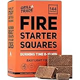 Grillanzünder Feueranzünder 144 STK., für BBQ-Grill, Camping Feuer, Holzofen, Pellets, Kamin - das Beste Grill Zubehör - 100% Natürlich