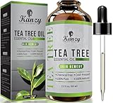 Kanzy Teebaumöl Bio Naturrein 60ml mit Pipette Kaltgepresst Tea Tree Oil für Gesicht, Haut, und Nagel Anti Pickel, Akne Öl, Acne Serum gegen Unreine Haut Ätherische Öle für Diffuser