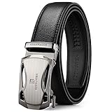 BOSTANTEN Ledergürtel Herren/Junge Schnalle Büffel Leder Gürtel Automatik Jeans Belt Schwarz, Länge 115CM.Geeignet für 33-35 Taille., 1-schwarz