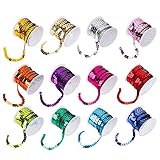 Pailletten Bänder 5m Farbiges Glitzer Paillettenband Borten Rolle für DIY Handwerk Bastelprojekte Tanzbekleidungen Armband Dekorationen 12 Pack