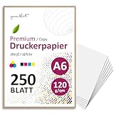 younikat DIN A6 Kopierpapier I 120 g/m² I 250 Blatt in weiß I Papier Blanko Rezeptpapier I dv1551