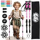 Kinder-Wanderstöcke von USA-Marke, leicht, zusammenklappbar, mit schnell verstellbaren Flip-Verschlüssen, Rosa