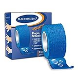 ACTIOMEDIC wasserabweisender, elastischer Schnellverband, selbstklebend I Abreißbare Bandage in Blau / Hautfarben I Hypoallergenes Klebeband, 3cm x 7m