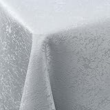 Spotjoy Tischdecke Abwaschbar Rechteckig 130x160cm Polyester Tischwäsche Jacquard Garten Tafeldecke Ornamente Pflegeleicht - Grau