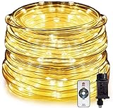 HAUSPROFI 15M 200 LEDS Lichterschlauch mit Fernbedienung,Lichterkette, 8 Modi und Helligkeit dimmbar, Strombetrieben,Wasserdicht, Ideal für Aussen, Weihnachtsbeleuchtung, Deko, Party, Feier Ø5mm