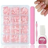 Virellay 240 Stück French Kurze Press On Nails Set, Square Künstliche Fingernägel, Nails Zum Aufkleben mit Kleber Acryl Nagel Tips, Falsche Nägel für Frauen Nail Art DIY