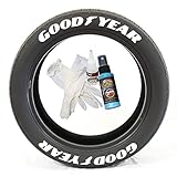 Tire Stickers Goodyear – Zubehör für die Kennzeichnung von Reifen – Bastelset mit Kleber & Reiniger/19 – 21 Zoll Wheels / 1,00 Zoll/Weiß / 8 Stück