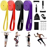 Fitnessbänder mit 4 Widerstandsstufen, Resistance Bands Set mit Griffen, Türanker, Schutzhülle, Tragetasche und Trainingsanleitung, Widerstandsbänder für Fitness, Stretching, Yoga, Krafttrain