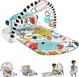 Fisher-Price Baby Activity Mat Glow and Grow Kick & Play Piano Gym, Portable Musical Toy with Smart Stages Learning, Ages 0+ Months, Blue, Queens English Version, HWY58