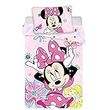 Minnie Maus Kinder Bettwäsche Set Schmetterling Butterfly rosa 100x135 cm, 40x60 cm, 100% Baumwolle