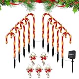 MUL-BOUTIQUE Bunte Zuckerstange, Weihnachten, Wegmarkierungsleuchten, Zuckerstange, wasserdicht, Dekoration von Lichterketten für den Außenbereich, 50 cm hoch, 60 LEDs, 10 Stück
