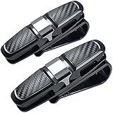 FineGood 2 Pack Brillenhalter für Auto Sonnenblende, Sonnenbrillen Brillen mit Kartenkarten Clip - Schwarz