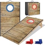 NZQXJXZ Cornhole Spiel Outdoor, 60 x 30 cm Massivholz Premium Corn Hole Boards mit 6 Cornhole Säckchen und Einer Tragetasche, Tragbar Cornhole Toss Set für Kinder und Erwachsene