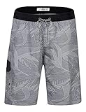 iCKER Herren Shorts Badehose Badeshorts Strand Shorts Beach Shorts Board Shorts Schnelltrocknend für Sommer,Grau-S036,L