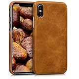 kalibri Schutzhülle kompatibel mit Apple iPhone X - Hülle Leder - Hardcover Handy Cover Case Cognac