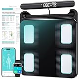 Körperfettwaage mit Handsensoren, 8-Elektroden Personenwaage Digital mit 58 Körperanalyse Körperwaage mit Bluetooth App Personenwaage mit Körperfettanalyse für 24 Nutzer, Körperfett, BMI,180kg/400lbs