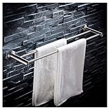 Handtuchstange für Badezimmer, Küche, doppelter Handtuchhalter, Geschirrtuchhalter, SUS304 Edelstahl, rostfrei, Wandhalterung, gebürstetes Silber, 30 cm