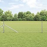 Staketenzaun Weidezaun,Zaun mit Pfosten Silber 0,4 x 100 m PVC-beschichteter Stahl,Zaunfelder für Garten,Terrasse & Hof