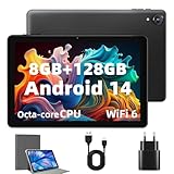 Rebecco Tablet 10 Zoll Android 14 Tablets, Octa Core 1280 * 800 IPS HD Display 10-Zoll-Tablet, 8GB RAM+128GB ROM(Expand to 1TB), Unisoc A523 CPU, 5G/2.4G WiFi, 5MP+8MP Kamera