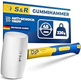 S&R Gummihammer weiß 45 mm, 230 Gr, mit rutschfestem stoßdämpfendem Fiberglasstiel, keine Spuren bei Möbel, Fliesen, Fensterrahmen