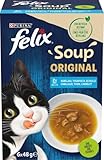 Felix Katzennassfutter Soup Geschmacksvielfalt aus dem Wasser mit Kabeljau, Thunfisch, Scholl, 8er Pack (6 x 48 g) Portionsbeutel