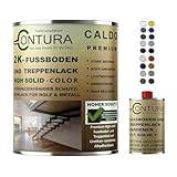 Contura 2K Fussbodenlack Treppenlack Farbe Buntlack Seidenmatt Dielenlack Parkettlack (8017 Schokoladen- Braun, 550ml (500ml+50ml Härter))