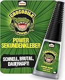 Pattex Crocodile Power Sekundenkleber, extra starker Superkleber, schnelltrocknender Alleskleber für Metall, Holz und mehr, wasserabweisend und transparent, 1 x 10g